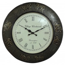 Brass Wooden Antique Wall Clock - 18 inch